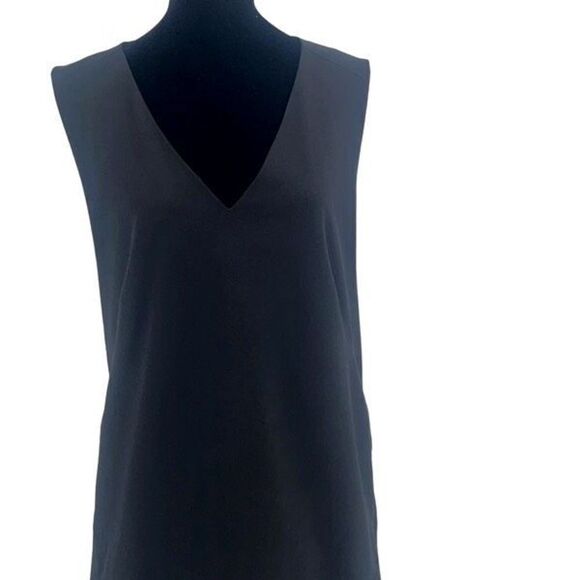 Ministry Of Supply Kinetic Sleeveless V Neck Side Slit Shift Dress Black Size 14 - Picture 3 of 11